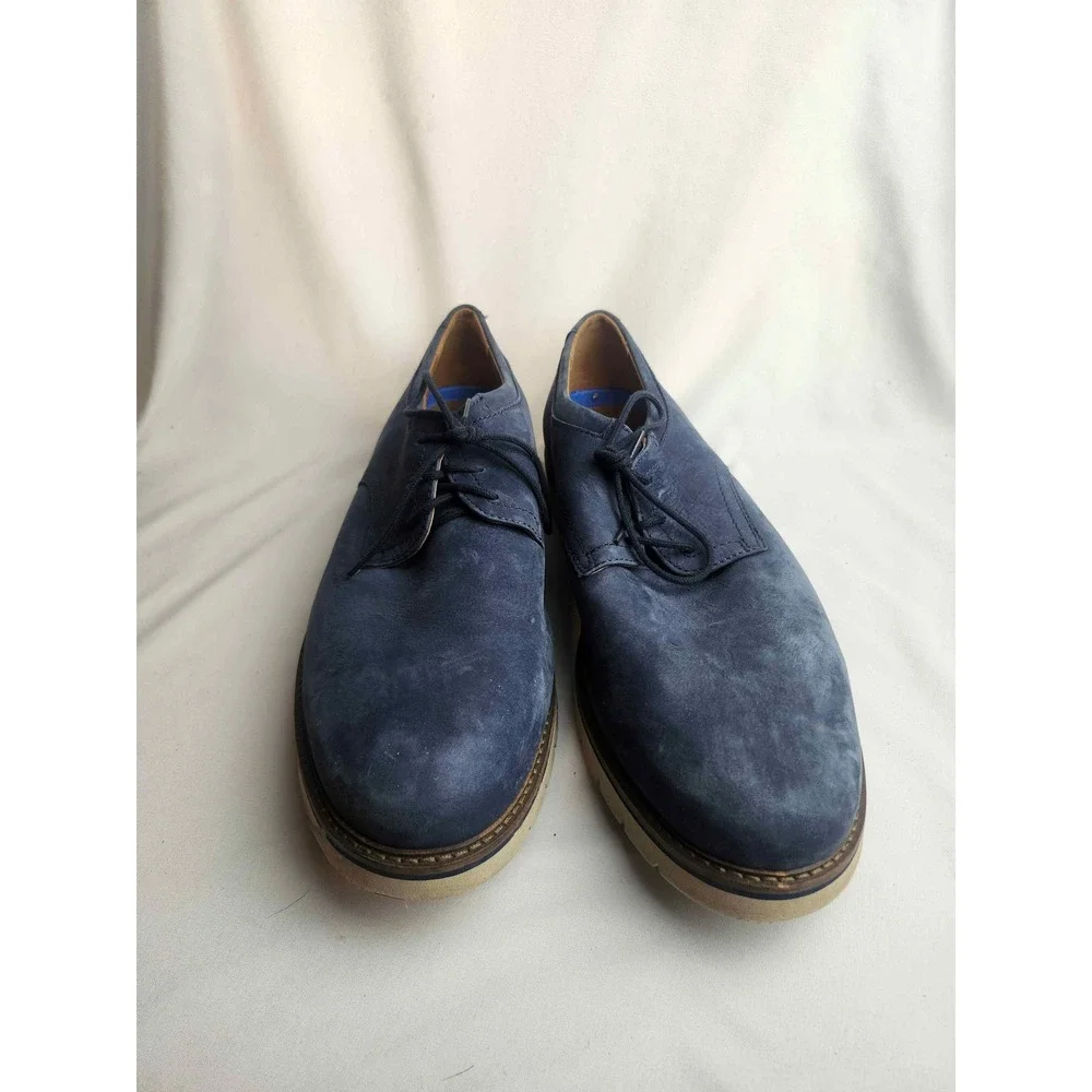 Clarks Atticus Limit Navy Blue Nubuck Leather Derby Shoes Mens Size 13
